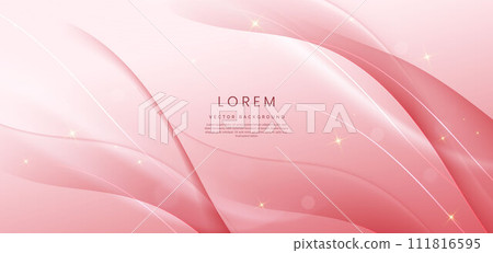 Abstract elegant soft pink background with pink dynamic wave lines and lighting effect. 111816595