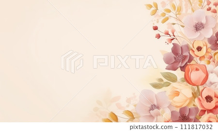 AI-generated content. Elegant Floral Arrangement on Soft Pastel Background for Springtime Design AI-generated content. Elegant Floral Arrangement on Soft Pastel Background for Springtime Design 111817032