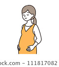 Simple touch - Illustration of a pregnant woman with a calm expression 111817082