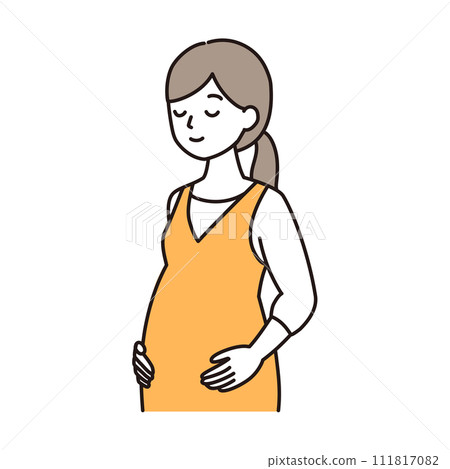 Simple touch - Illustration of a pregnant woman with a calm expression 111817082