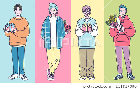 4 boys holding presents 111817096