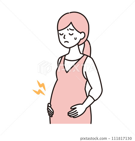 簡單的觸摸說明孕婦腹部緊張、疼痛和陣痛 111817130