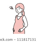 Simple touch - Illustration of a pregnant woman who is irritated, moody, stressed and anxious 111817131