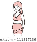Simple touch - Illustration of a pregnant woman wearing a pelvic belt and girdle 111817136
