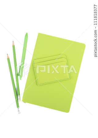 Organizer, cardholder with pen and pencils on a white background. 111818377