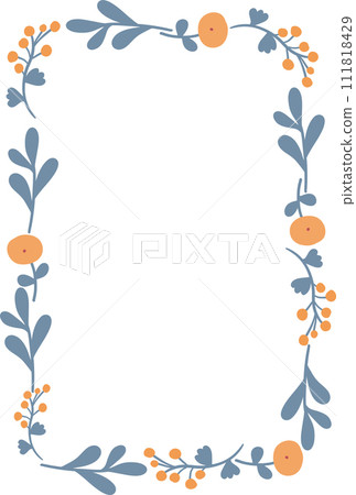 Square frame with flat design flowers and branches Square frame with flat design flowers and branches 111818429