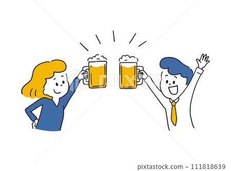 A toasting male and female illustration 111818639