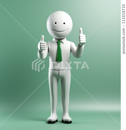 3d man is green tick symbol, signifying completion and success, in a compelling visual representation of achievement and endorsement, a check off character 111818710