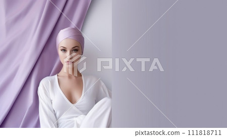 Unite for hope: a world of compassion against cancer, captured through the poignant symbol of a cancer ribbon on World Cancer Day. 111818711