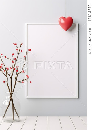 Capturing love: a stylish Valentine's Day mockup with copy space frame, perfect for creating personalized cards, digital displays, and romantic designs in a trendy and festive atmosphere. Capturing love: a stylish Valentine's Day mockup with copy space frame, perfect for creating personalized cards, digital displays, and romantic designs in a trendy and festive atmosphere. 111818731