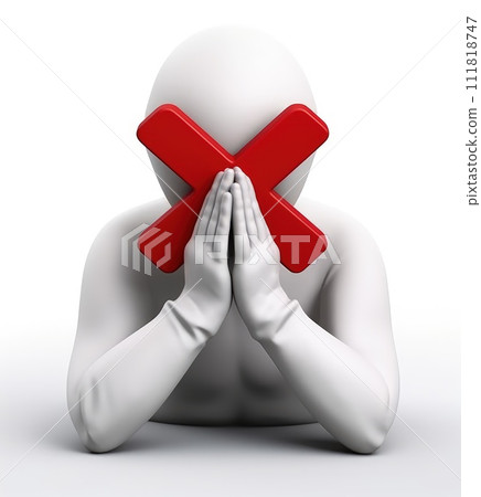 Banning entry: a 3d prohibition concept with a red x sign, a virtual warning symbolizing restricted access for banners and websites, ensuring digital safety and control in a visually impactful design 111818747