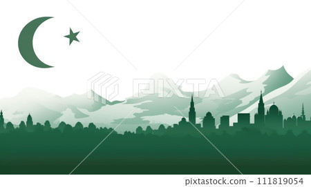 Pakistan day: celebrating unity, freedom, and heritage in a symphony of green and white, honoring the nation's journey towards independence and prosperity on this historic occasion. 111819054