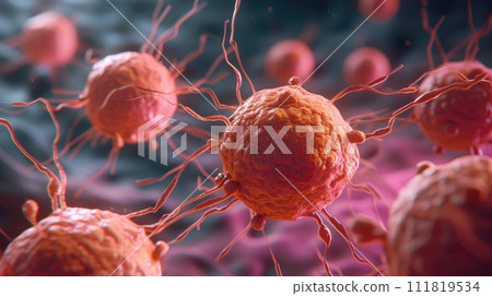 Cancer cells: a microscopic intricate world of cellular anomalies, glimpse into scientific realm of pathology, oncology, medical research unraveling complexities of this challenging health condition Cancer cells: a microscopic intricate world of cellular anomalies, glimpse into scientific realm of pathology, oncology, medical research unraveling complexities of this challenging health condition 111819534
