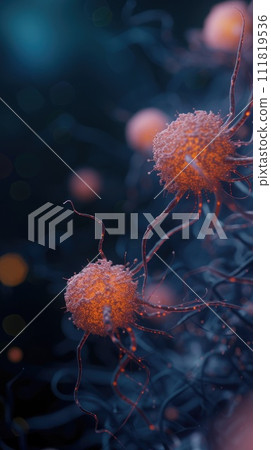 Cancer cells: a microscopic intricate world of cellular anomalies, glimpse into scientific realm of pathology, oncology, medical research unraveling complexities of this challenging health condition 111819536