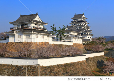 [廣島縣]盛開的櫻花和重建後的福山城 111819539