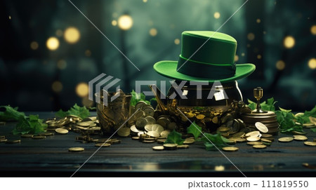 celebrating emerald jubilation: happy st patrick's day, joyous Irish tradition filled with green festivities, luck cultural merriment on March 17th, embracing spirit of Irish pride and celebration. 111819550