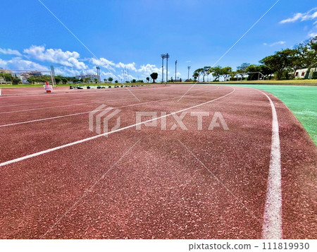 Blue sky and athletics stadium 111819930