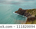 The azure sea against the backdrop of mountains and green trees 111820094