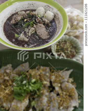 Thai boat noodles is street food of Thailand Thai boat noodles is street food of Thailand 111821206