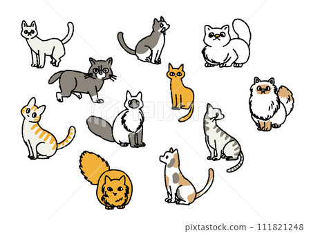 Illustration set of cats with various patterns and poses Illustration set of cats with various patterns and poses 111821248