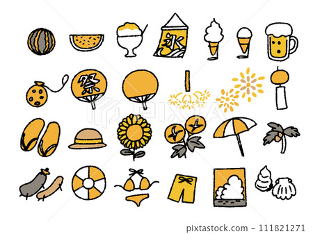 Illustration set of summer goods, plants, food, etc. 111821271