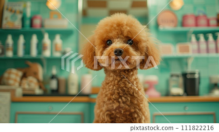 Cute fluffy dog in grooming salon 111822216