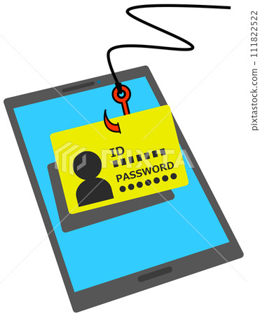 網路釣魚詐騙的插圖,其中個人 ID 資訊和密碼被從智慧型手機中竊取 網路釣魚詐騙的插圖,其中個人 ID 資訊和密碼被從智慧型手機中竊取 111822522