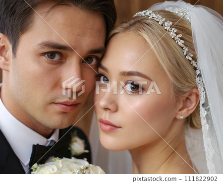 Wedding portrait of a young couple. 111822902