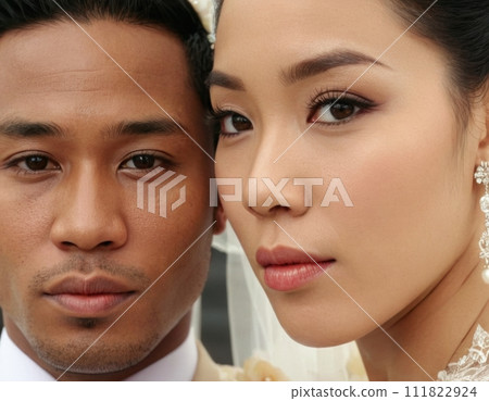 Wedding portrait of a young couple. 111822924