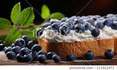 Bread with blueberry cream fruit for breakfast 111822971