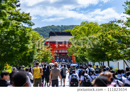 Kyoto Prefecture, Kyoto City, Fushimi Inari Shrine, Kansai, Kinki region, torii, summer tourism, shrine, temple, traditional culture, red, worship Kyoto Prefecture, Kyoto City, Fushimi Inari Shrine, Kansai, Kinki region, torii, summer tourism, shrine, temple, traditional culture, red, worship 111823034