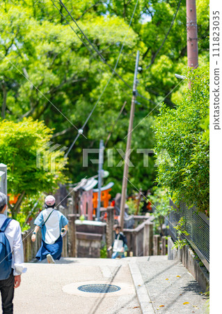 Kyoto Prefecture, Kyoto City, Fushimi Inari Shrine, Kansai, Kinki region, torii, summer tourism, shrine, temple, traditional culture, red, worship 111823035