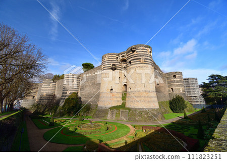 Angers, France. The walls of the castle of Angers. Photographed on December 29, 2023. Angers, France. The walls of the castle of Angers. Photographed on December 29, 2023. 111823251