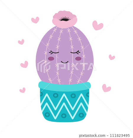 cartoon cactus in pot isolated cartoon cactus in pot isolated 111823495