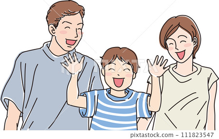 親子3_爸爸_媽媽_男生_微笑_上半身 親子3_爸爸_媽媽_男生_微笑_上半身 111823547