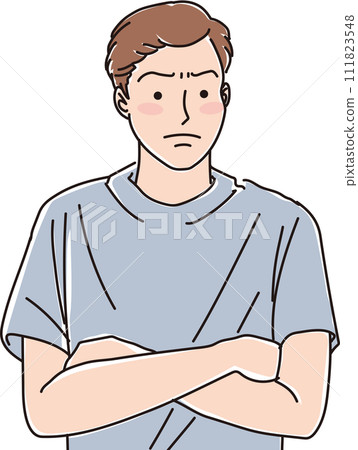 30多歲男性_雙手交叉,表情嚴峻_上半身 30多歲男性_雙手交叉,表情嚴峻_上半身 111823548