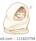 child sleeping wrapped in a blanket 111823798