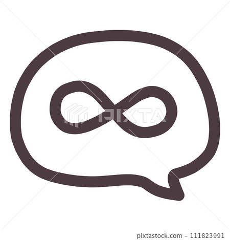 Illustration of a simple hand-drawn speech bubble with an infinity symbol Illustration of a simple hand-drawn speech bubble with an infinity symbol 111823991