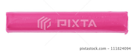 Pink plasticine isolated on white background 111824094