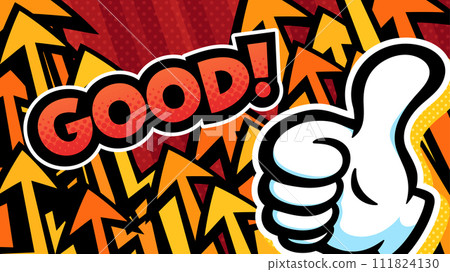 American comic style_Good pose hand and arrow background_Red_16:9 American comic style_Good pose hand and arrow background_Red_16:9 111824130