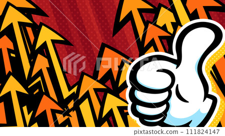 美式漫畫風格_好姿勢手和箭頭背景_紅色_16:9 111824147