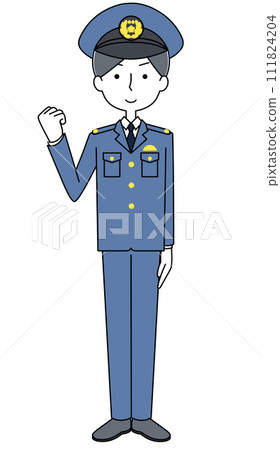 Guts pose illustration of a police officer Guts pose illustration of a police officer 111824204