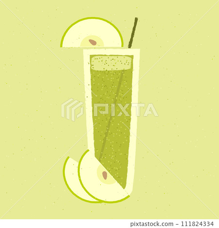 Green cocktail with apple. Fruit smoothie. Milk cocktail with apple in tall glass Green cocktail with apple. Fruit smoothie. Milk cocktail with apple in tall glass 111824334