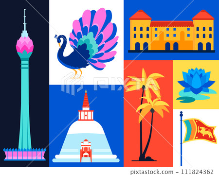 Attractions Sri Lanka - set of flat design style illustrations Attractions Sri Lanka - set of flat design style illustrations 111824362