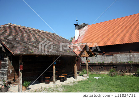 Typical wooden house in the village Cigoc, Croatia 111824731