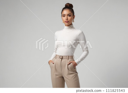 AI-generated content. Professional Woman in Turtleneck and Trousers 111825543