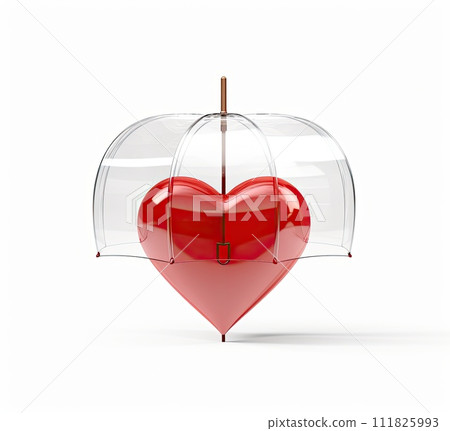 AI-generated content. heart with umbrella on a white background 111825993