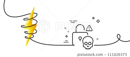 Cyber attack line icon. Continuous one line with curl. Ransomware threat sign. Password cracking symbol. Cyber attack single outline ribbon. Loop curve with energy. Vector Cyber attack line icon. Continuous one line with curl. Ransomware threat sign. Password cracking symbol. Cyber attack single outline ribbon. Loop curve with energy. Vector 111826373