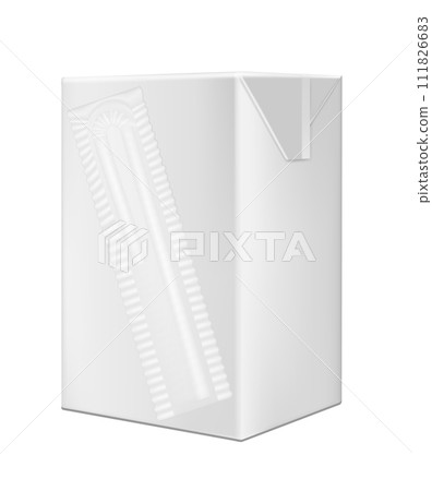 White cardboard package with straw for beverage, juice and milk White cardboard package with straw for beverage, juice and milk 111826683