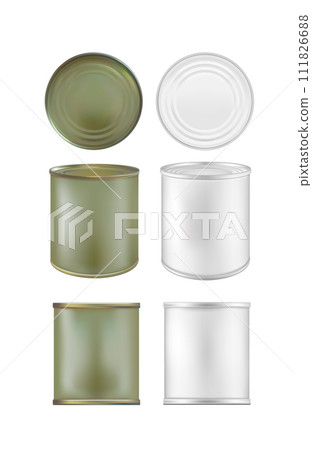 Blank metal tincan for soup, fish, beans and other products. Mock up tin can 111826688